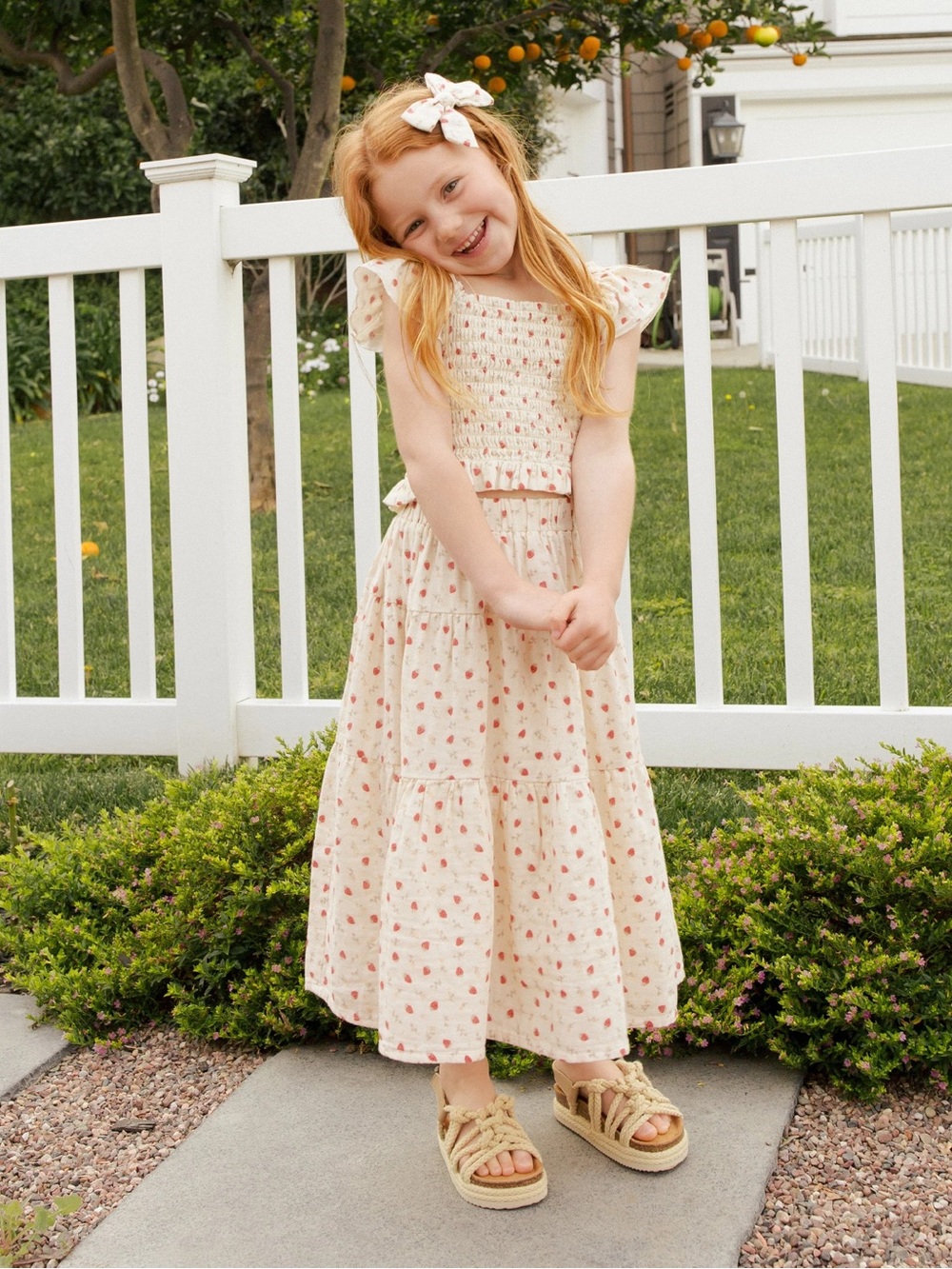 Rylee and cru strawberry girls maxi skirt 8-9